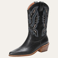 Cowboylaarzen Dames Zwart Leer