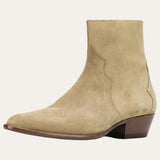 Beige Ankle Cowboy Boots