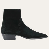 Black Ankle Cowboy Boots Suede