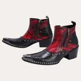 Cowboy Boots Heren Laag Zwart Rood
