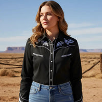 Western Blouse Zwart Dames