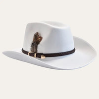 Witte Cowboyhoed met Veer 100% Western