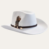 Witte Cowboyhoed met Veer 100% Western